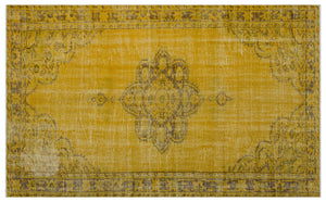 Yellow Over Dyed Vintage Rug 5'9'' x 9'4'' ft 176 x 285 cm