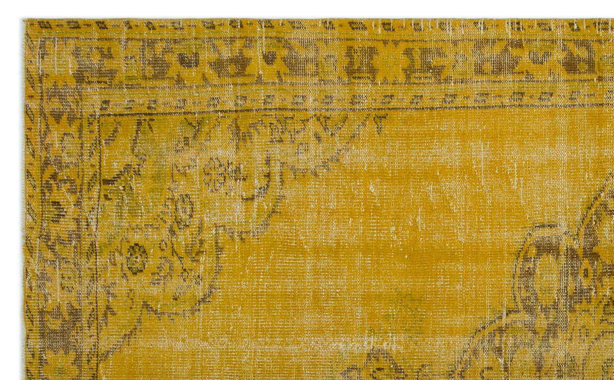 Yellow Over Dyed Vintage Rug 5&#39;9&#39;&#39; x 9&#39;4&#39;&#39; ft 176 x 285 cm