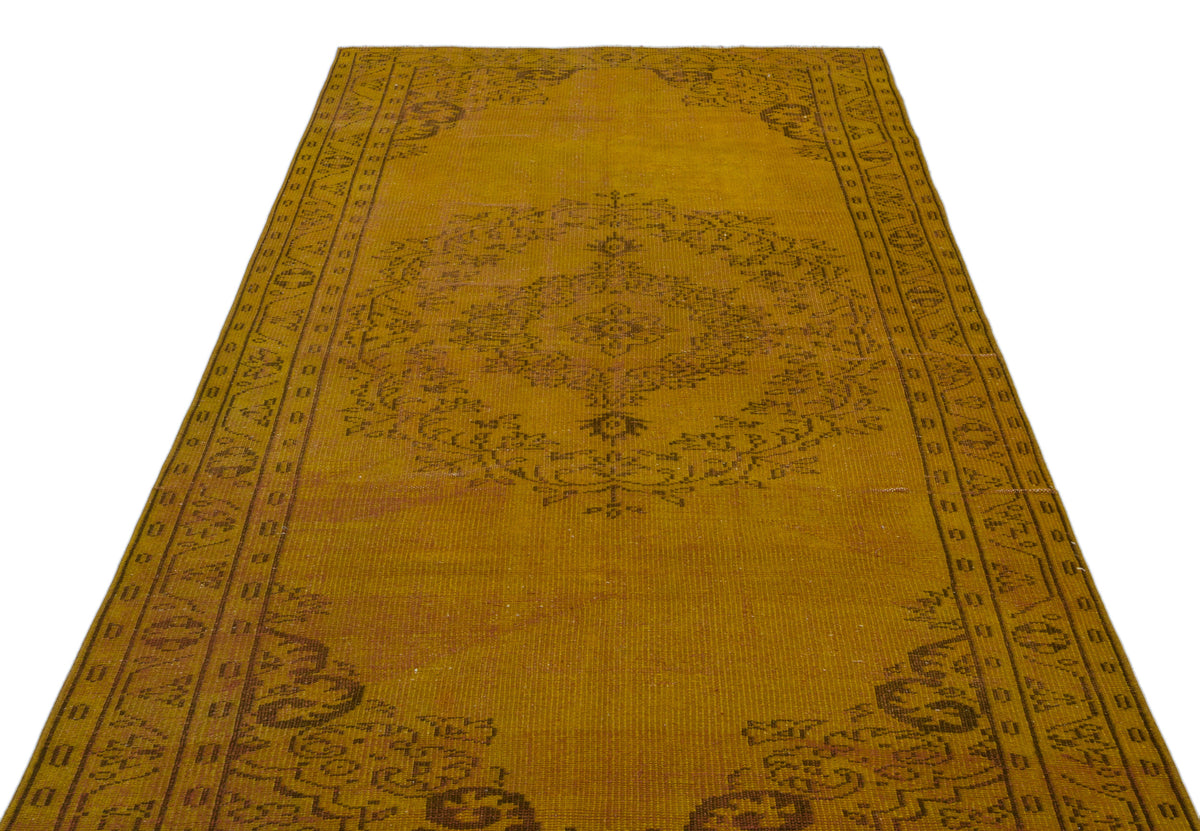 Yellow Over Dyed Vintage Rug 5&#39;1&#39;&#39; x 8&#39;10&#39;&#39; ft 154 x 268 cm