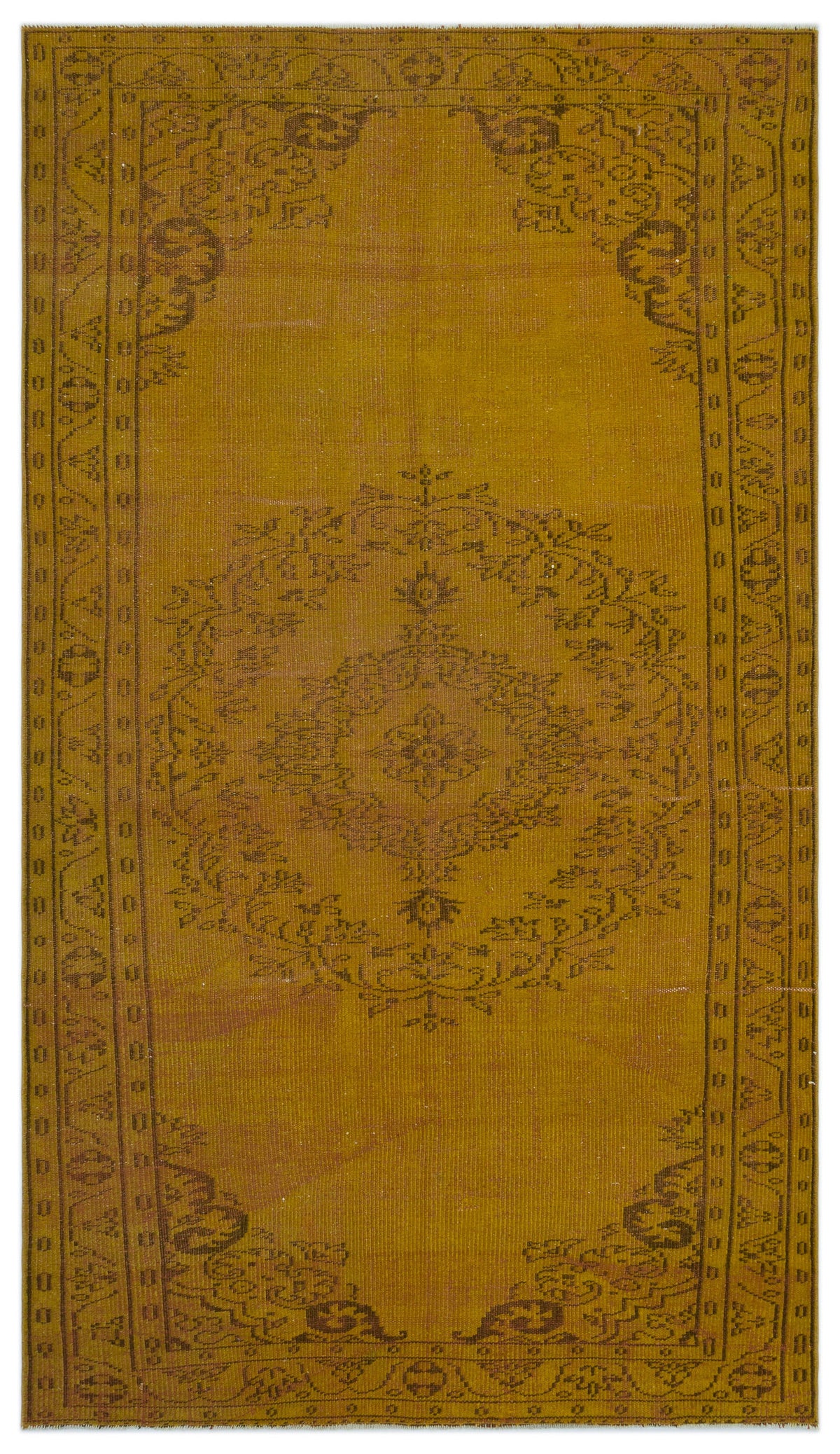 Yellow Over Dyed Vintage Rug 5&#39;1&#39;&#39; x 8&#39;10&#39;&#39; ft 154 x 268 cm