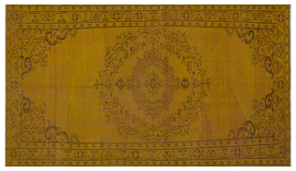 Yellow Over Dyed Vintage Rug 5'1'' x 8'10'' ft 154 x 268 cm