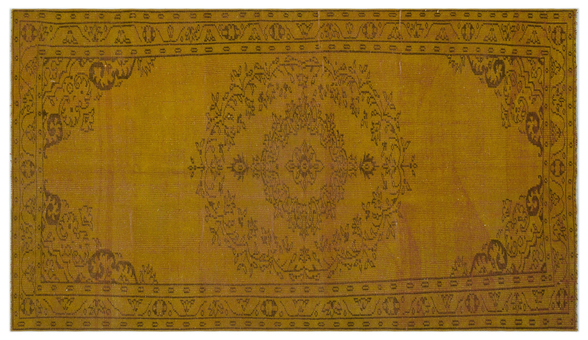 Yellow Over Dyed Vintage Rug 5'1'' x 8'10'' ft 154 x 268 cm