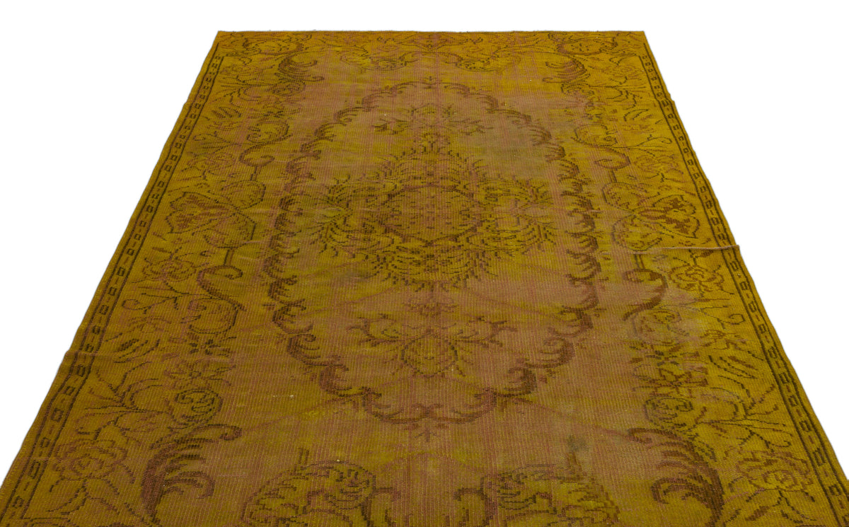 Yellow Over Dyed Vintage Rug 5&#39;10&#39;&#39; x 9&#39;1&#39;&#39; ft 179 x 277 cm