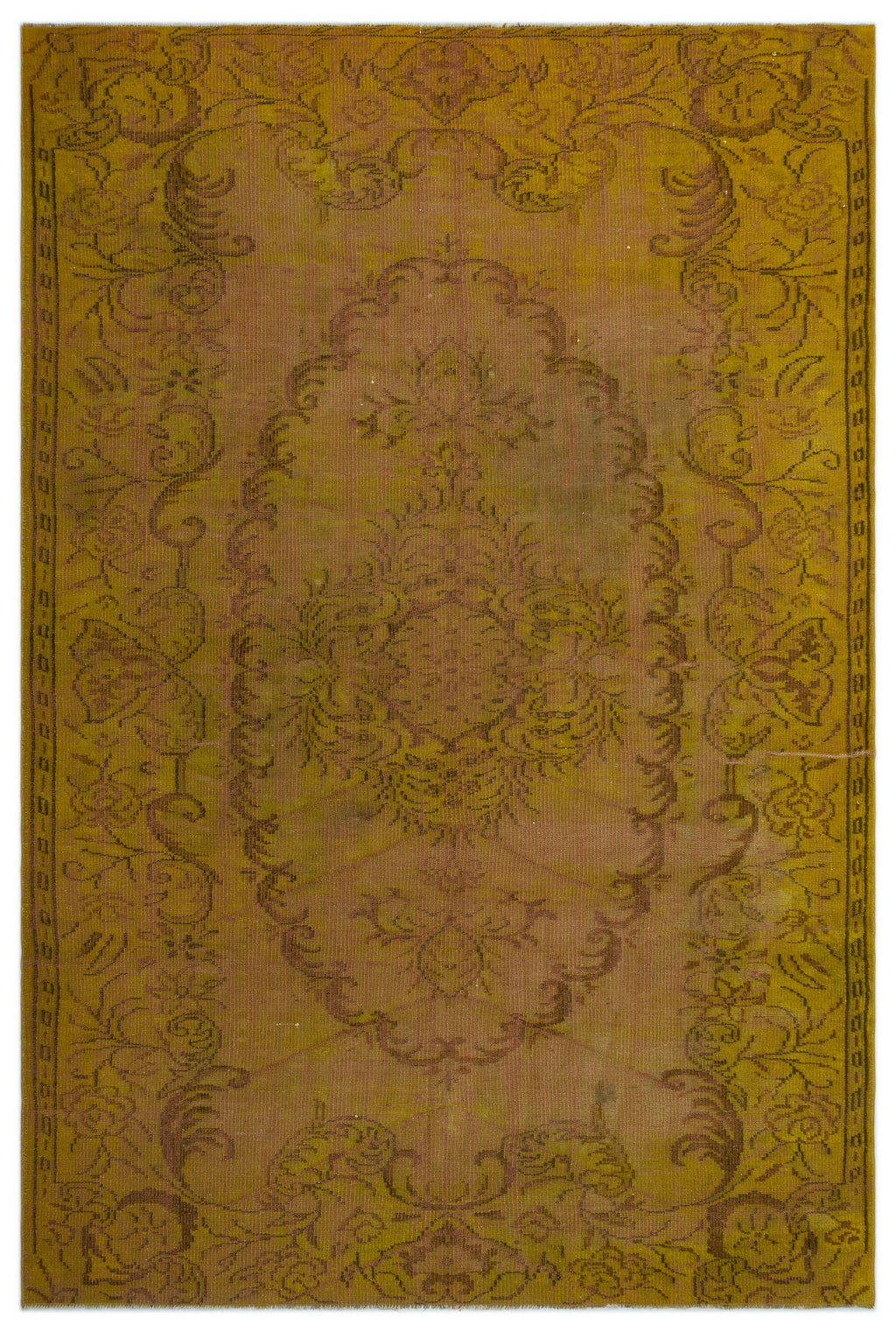 Yellow Over Dyed Vintage Rug 5'10'' x 9'1'' ft 179 x 277 cm