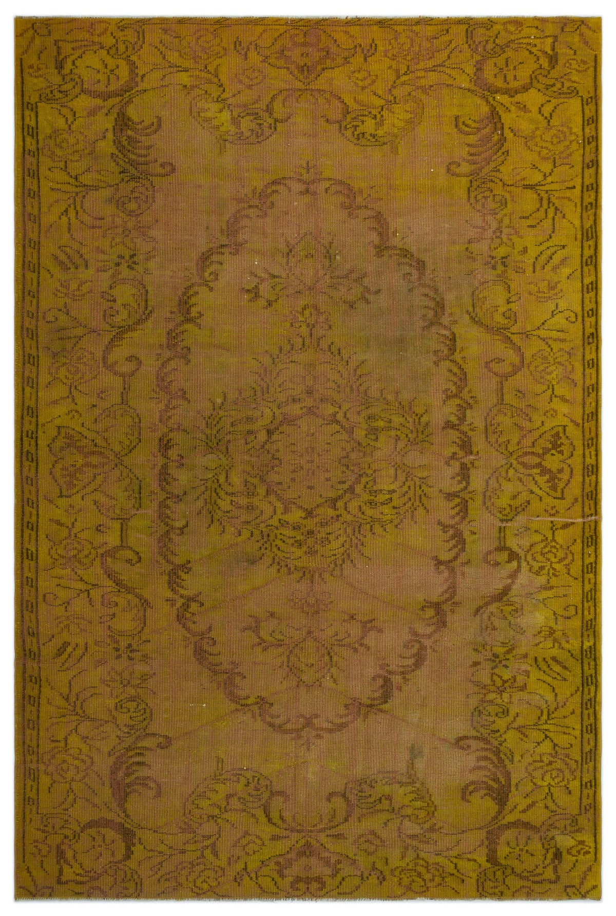 Yellow Over Dyed Vintage Rug 5&#39;10&#39;&#39; x 9&#39;1&#39;&#39; ft 179 x 277 cm