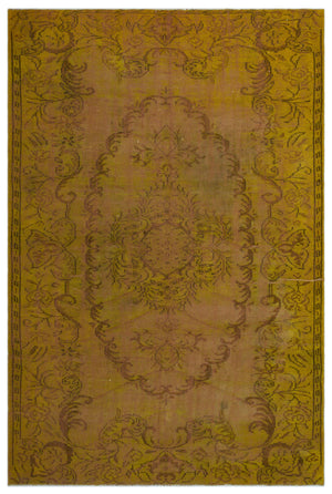 Yellow Over Dyed Vintage Rug 5'10'' x 9'1'' ft 179 x 277 cm