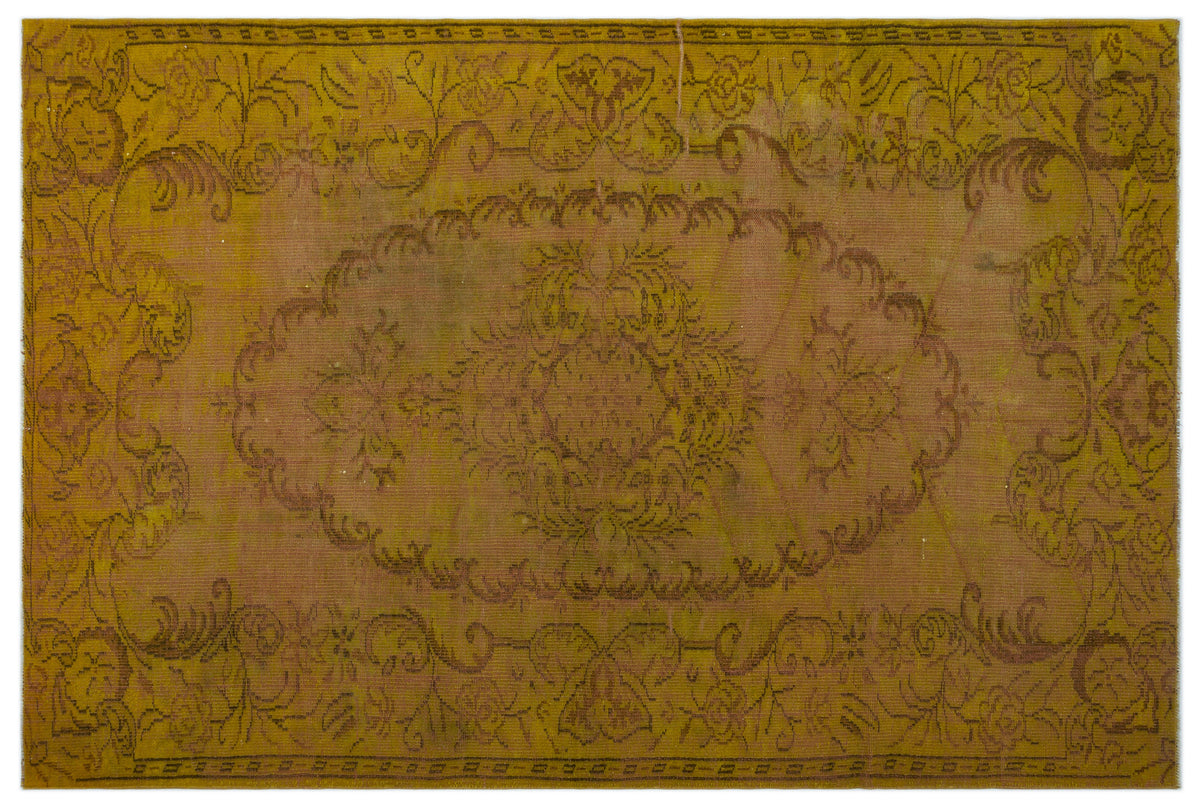 Yellow Over Dyed Vintage Rug 5&#39;10&#39;&#39; x 9&#39;1&#39;&#39; ft 179 x 277 cm