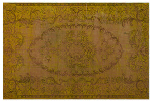 Yellow Over Dyed Vintage Rug 5'10'' x 9'1'' ft 179 x 277 cm