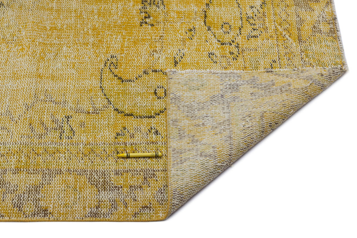 Yellow Over Dyed Vintage Rug 5&#39;7&#39;&#39; x 9&#39;12&#39;&#39; ft 170 x 304 cm