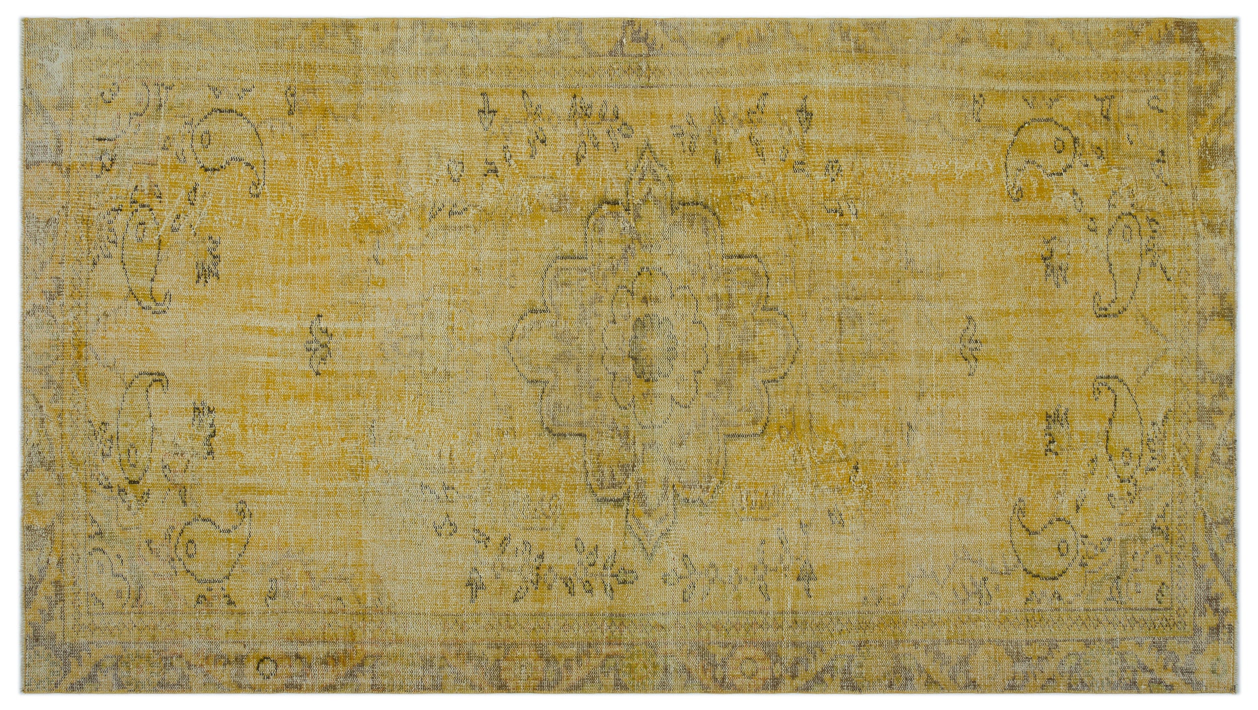 Yellow Over Dyed Vintage Rug 5'7'' x 9'12'' ft 170 x 304 cm