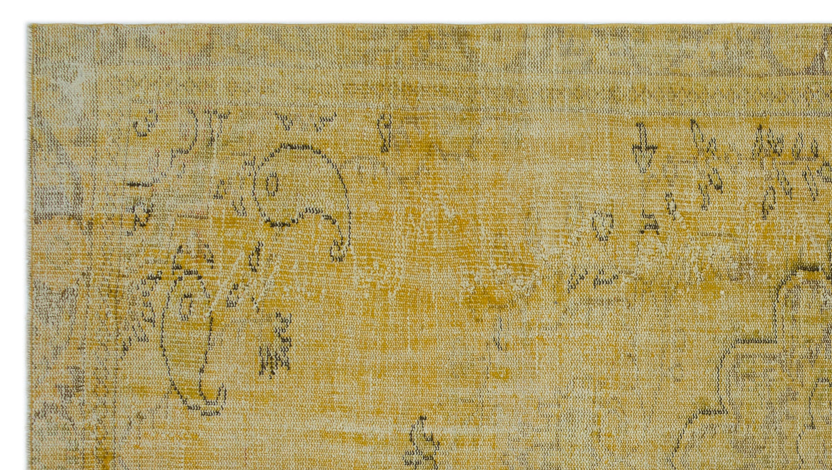 Yellow Over Dyed Vintage Rug 5&#39;7&#39;&#39; x 9&#39;12&#39;&#39; ft 170 x 304 cm