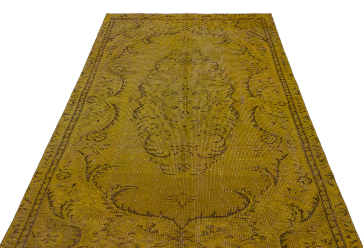 Yellow Over Dyed Vintage Rug 5&#39;3&#39;&#39; x 9&#39;3&#39;&#39; ft 159 x 283 cm