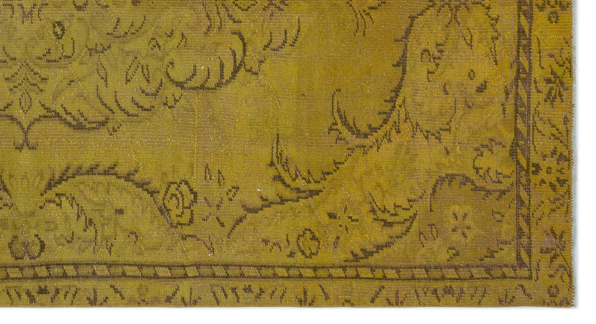 Yellow Over Dyed Vintage Rug 5&#39;3&#39;&#39; x 9&#39;3&#39;&#39; ft 159 x 283 cm