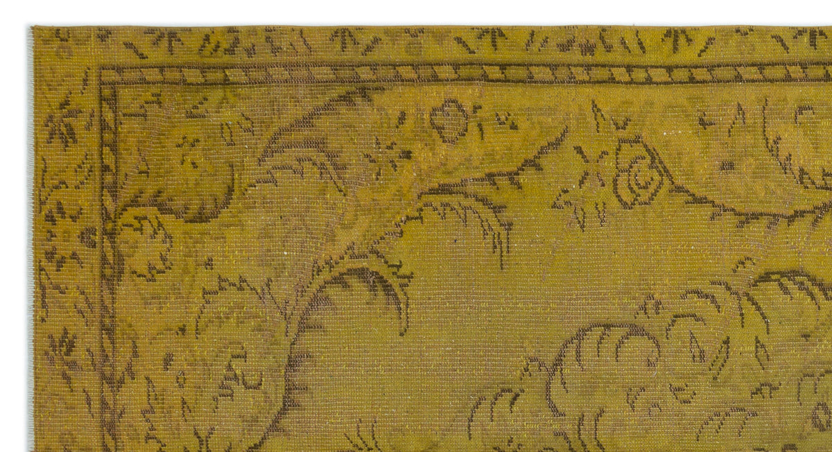 Yellow Over Dyed Vintage Rug 5&#39;3&#39;&#39; x 9&#39;3&#39;&#39; ft 159 x 283 cm