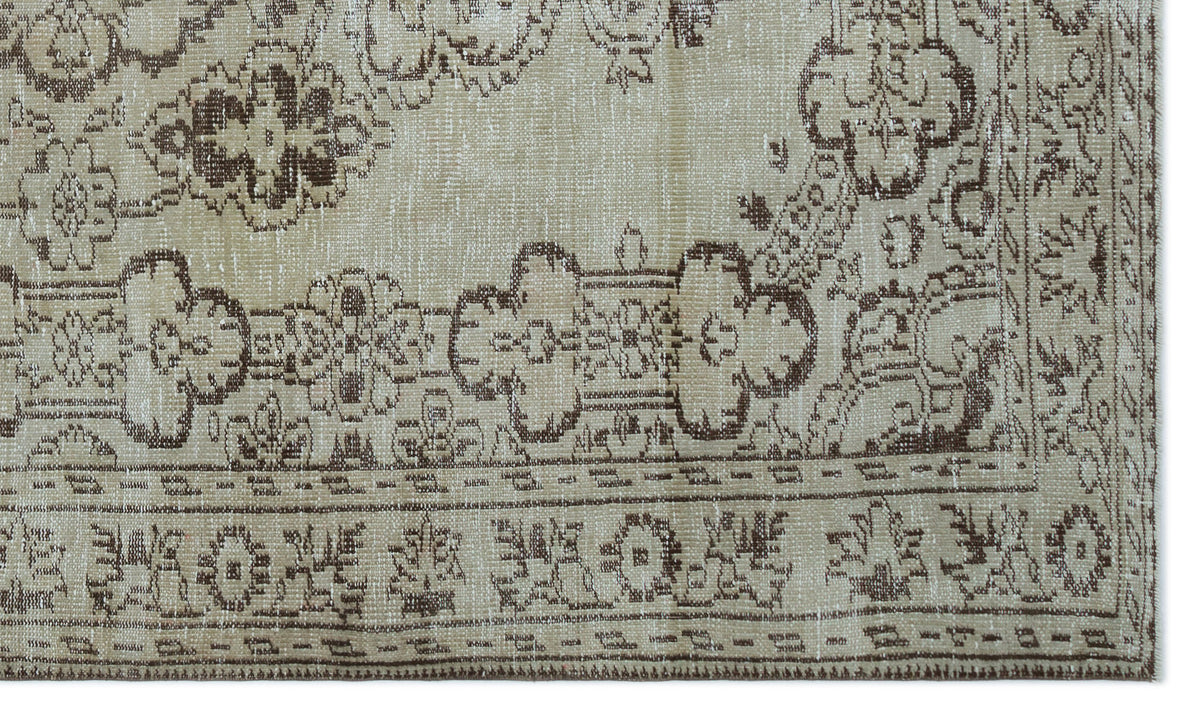 Beige Over Dyed Vintage Rug 5&#39;1&#39;&#39; x 8&#39;11&#39;&#39; ft 156 x 271 cm
