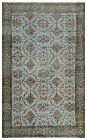 Green Over Dyed Vintage Rug 5'8'' x 9'2'' ft 173 x 279 cm