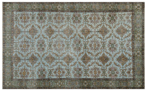 Green Over Dyed Vintage Rug 5'8'' x 9'2'' ft 173 x 279 cm