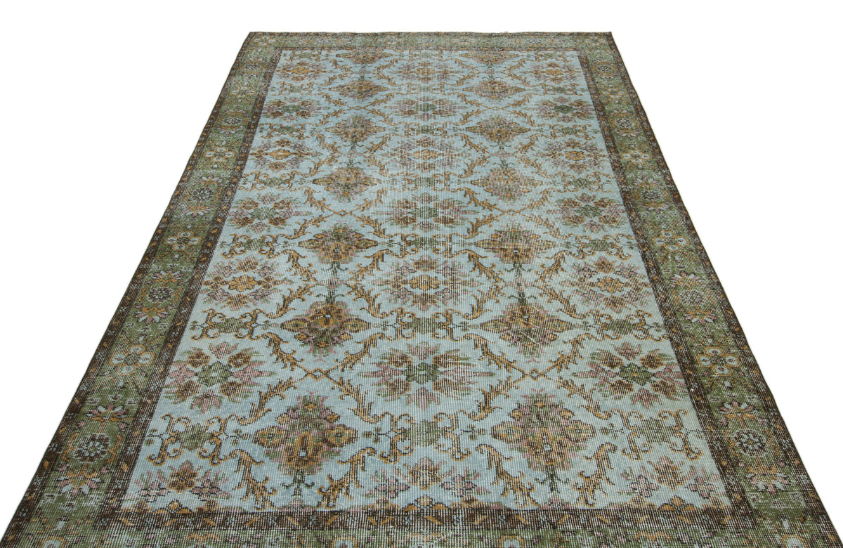 Green Over Dyed Vintage Rug 5&#39;8&#39;&#39; x 9&#39;2&#39;&#39; ft 173 x 279 cm