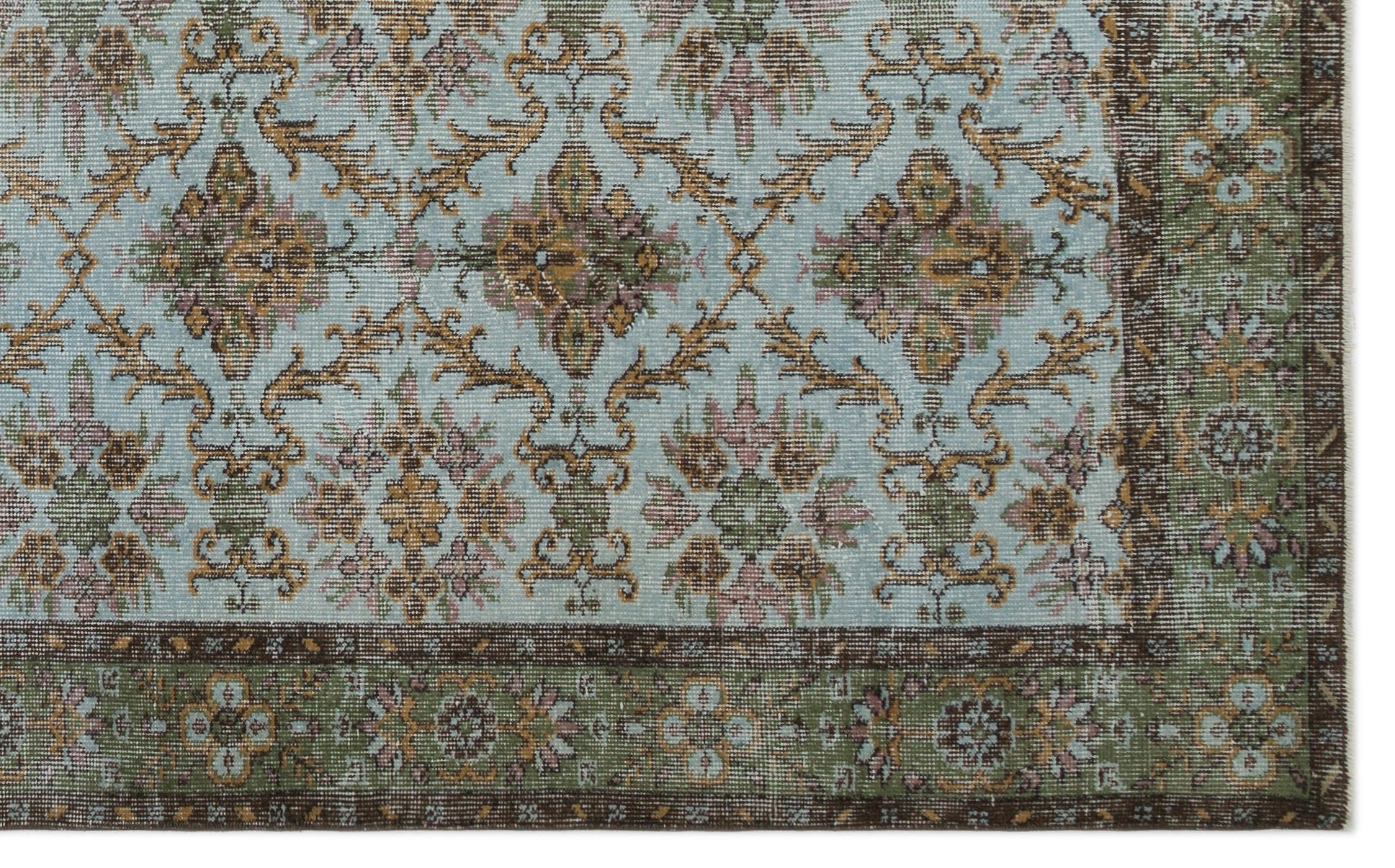 Green Over Dyed Vintage Rug 5'8'' x 9'2'' ft 173 x 279 cm