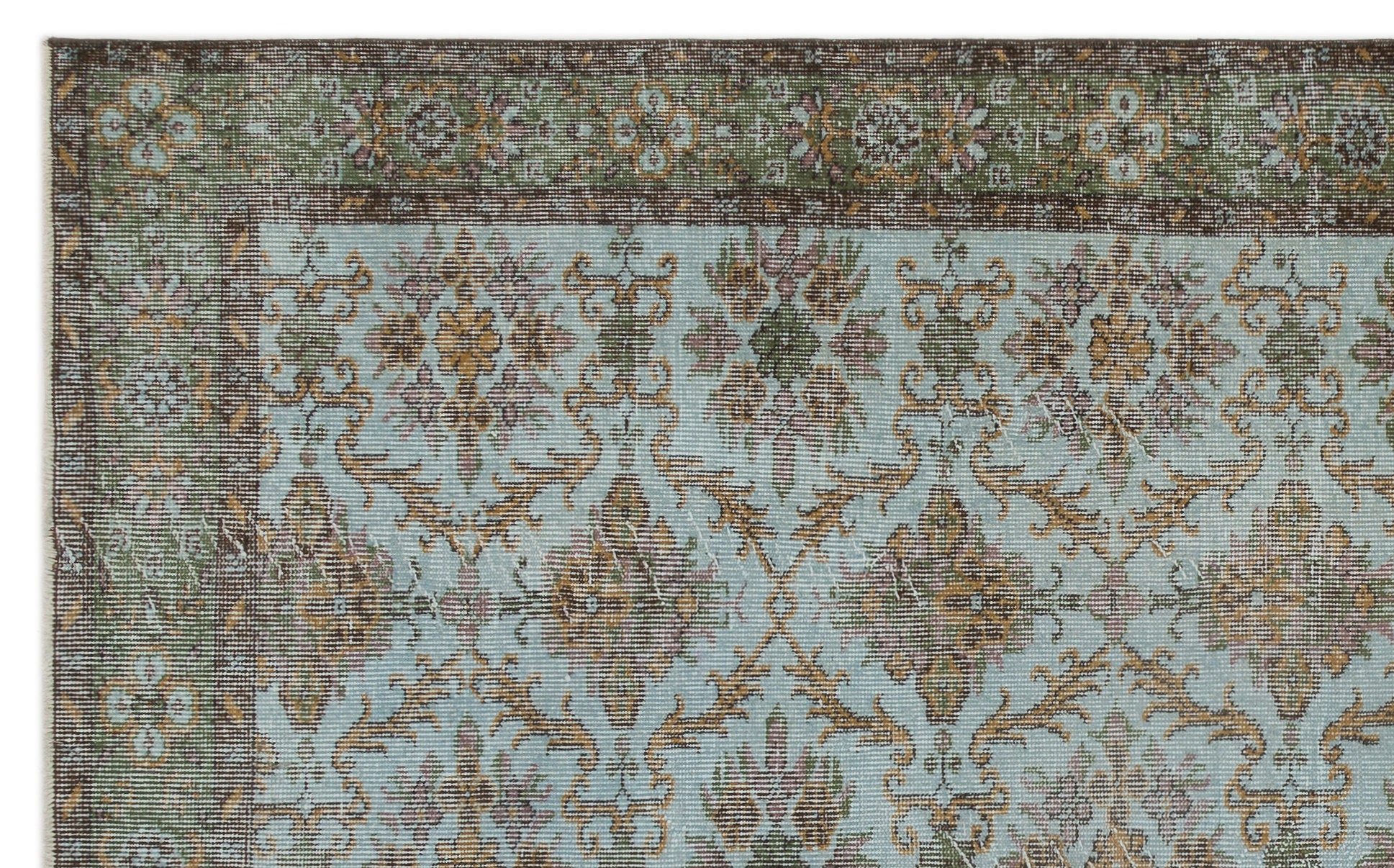 Green Over Dyed Vintage Rug 5'8'' x 9'2'' ft 173 x 279 cm