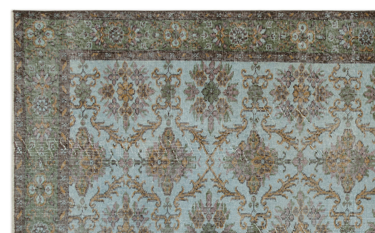 Green Over Dyed Vintage Rug 5&#39;8&#39;&#39; x 9&#39;2&#39;&#39; ft 173 x 279 cm