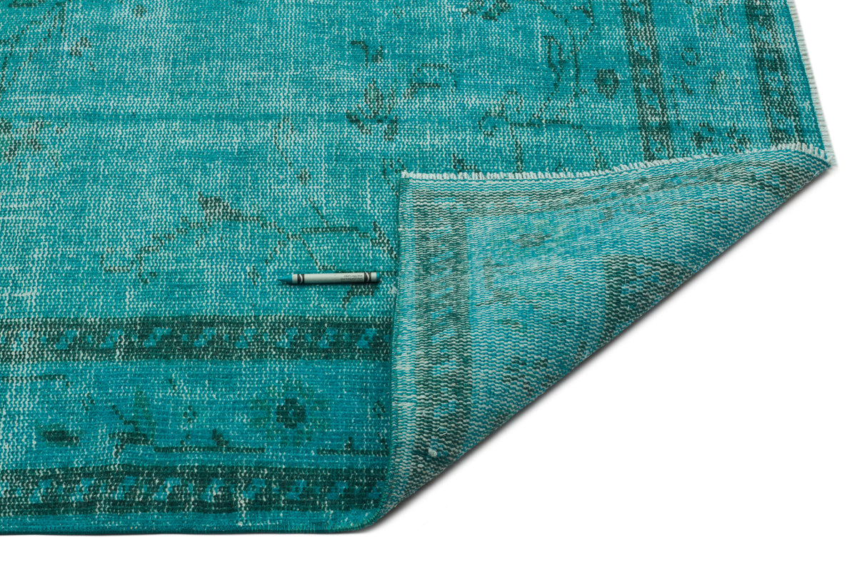 Turquoise  Over Dyed Vintage Rug 5&#39;4&#39;&#39; x 8&#39;9&#39;&#39; ft 163 x 267 cm