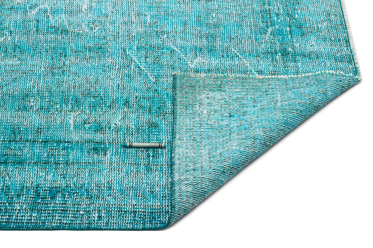 Turquoise  Over Dyed Vintage Rug 5&#39;12&#39;&#39; x 9&#39;6&#39;&#39; ft 182 x 290 cm