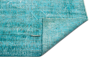 Turquoise  Over Dyed Vintage Rug 5'12'' x 9'6'' ft 182 x 290 cm