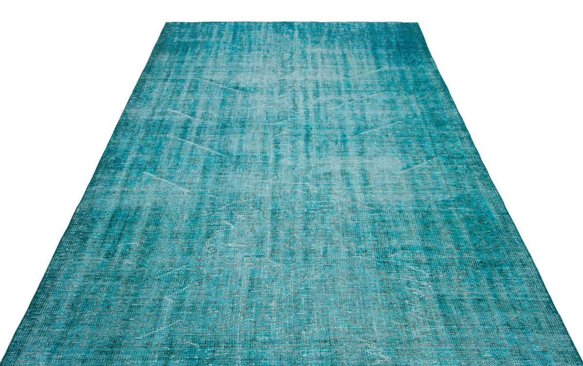 Turquoise  Over Dyed Vintage Rug 5&#39;12&#39;&#39; x 9&#39;6&#39;&#39; ft 182 x 290 cm