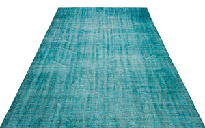 Turquoise  Over Dyed Vintage Rug 5'12'' x 9'6'' ft 182 x 290 cm