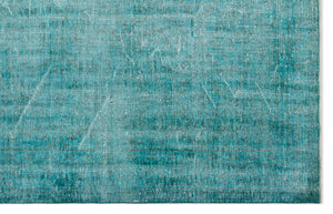 Turquoise  Over Dyed Vintage Rug 5'12'' x 9'6'' ft 182 x 290 cm