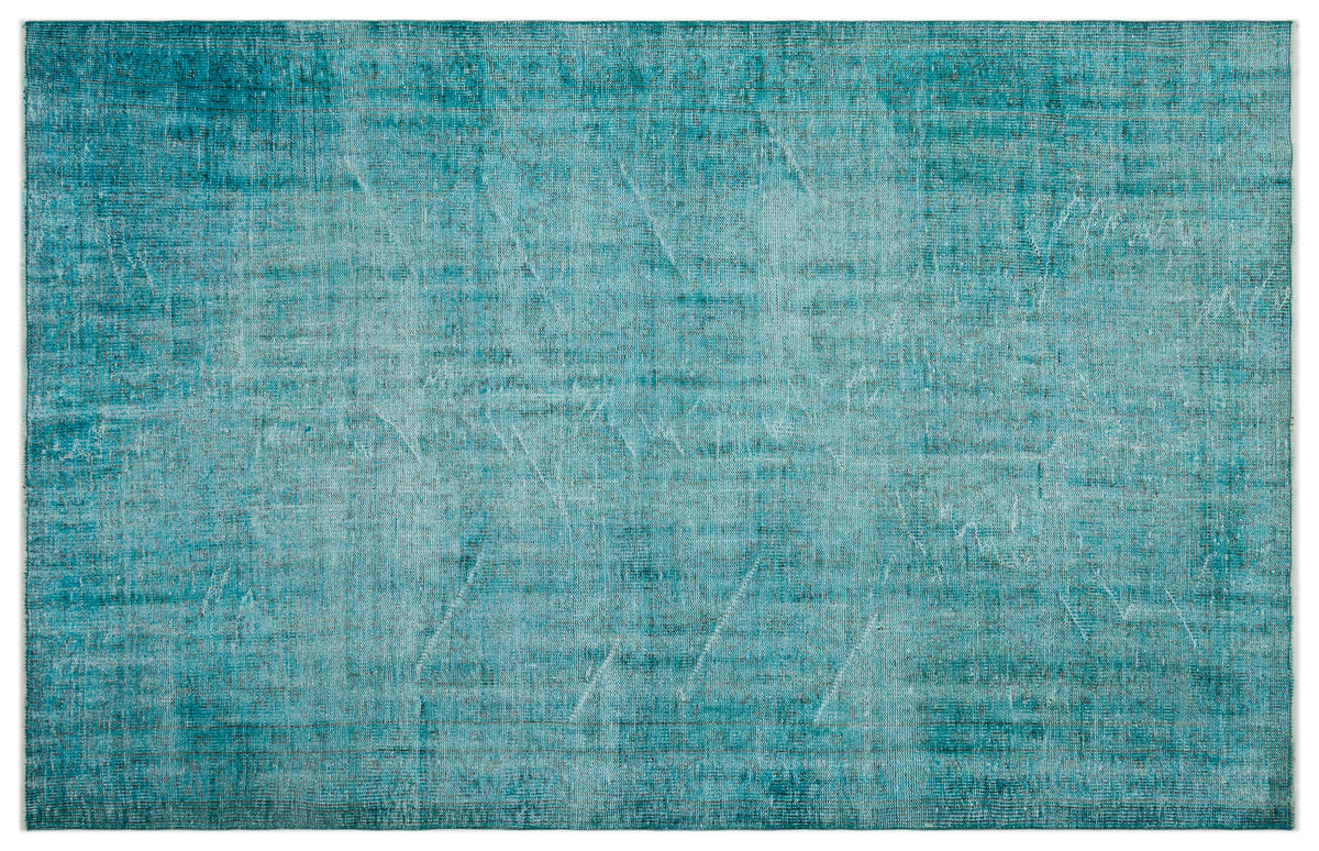 Turquoise  Over Dyed Vintage Rug 5&#39;12&#39;&#39; x 9&#39;6&#39;&#39; ft 182 x 290 cm