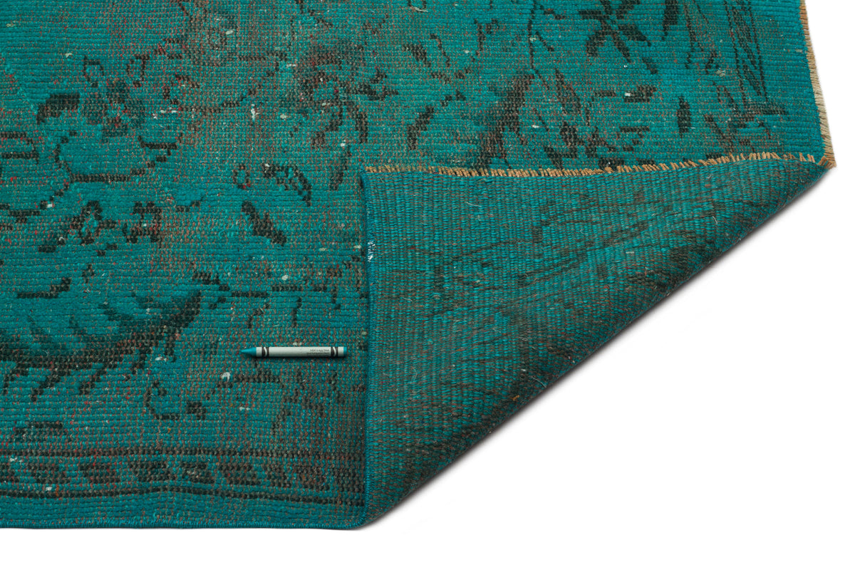 Turquoise  Over Dyed Vintage Rug 5&#39;7&#39;&#39; x 9&#39;4&#39;&#39; ft 169 x 285 cm