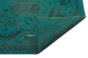 Turquoise  Over Dyed Vintage Rug 5'7'' x 9'4'' ft 169 x 285 cm