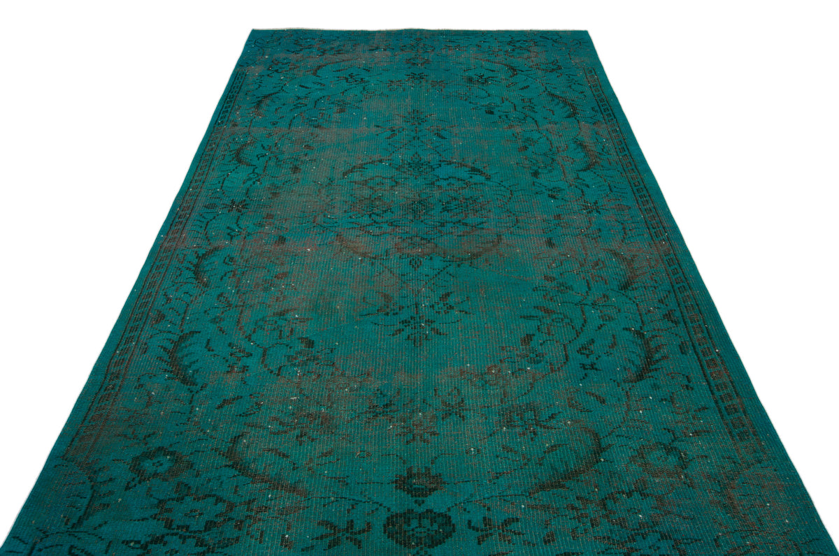 Turquoise  Over Dyed Vintage Rug 5&#39;7&#39;&#39; x 9&#39;4&#39;&#39; ft 169 x 285 cm
