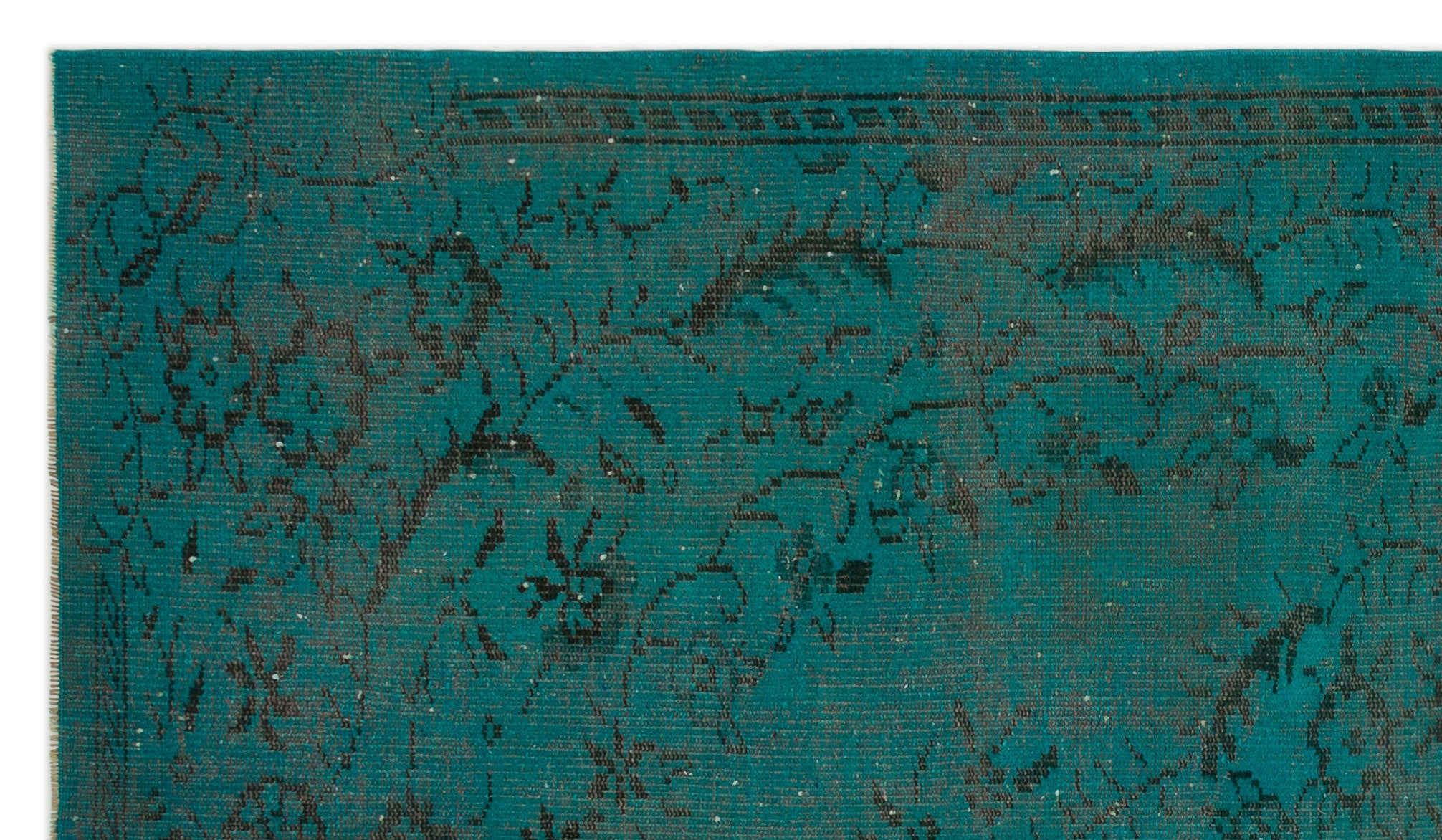 Turquoise  Over Dyed Vintage Rug 5'7'' x 9'4'' ft 169 x 285 cm