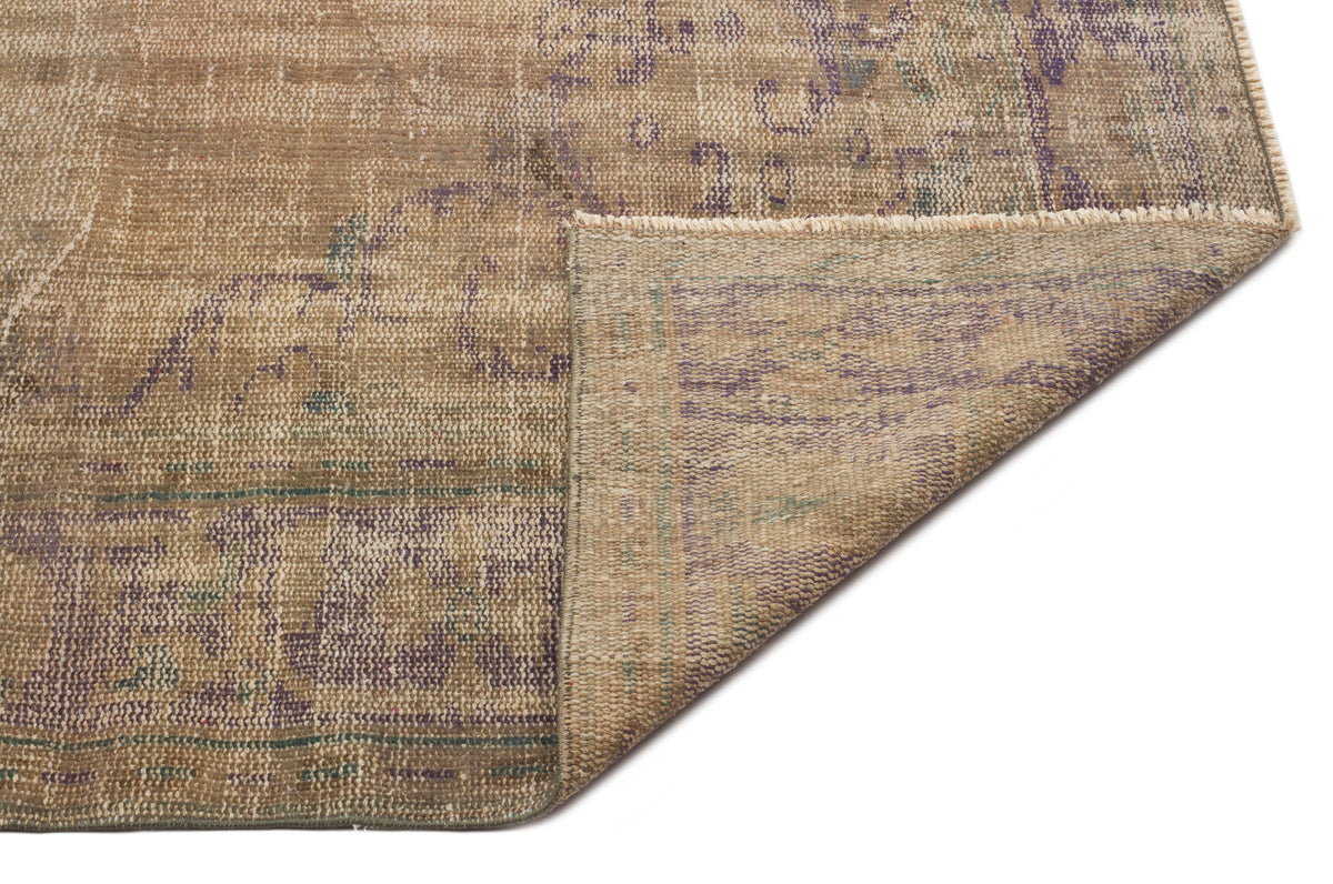 Brown Over Dyed Vintage Rug 6&#39;3&#39;&#39; x 9&#39;10&#39;&#39; ft 190 x 300 cm