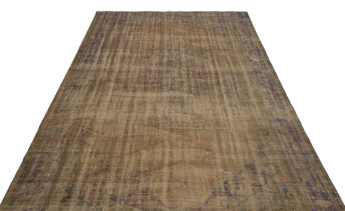 Brown Over Dyed Vintage Rug 6&#39;3&#39;&#39; x 9&#39;10&#39;&#39; ft 190 x 300 cm