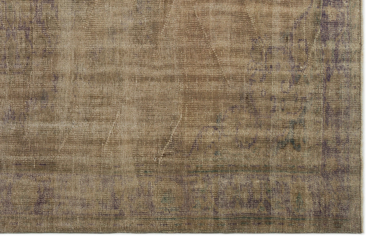 Brown Over Dyed Vintage Rug 6&#39;3&#39;&#39; x 9&#39;10&#39;&#39; ft 190 x 300 cm