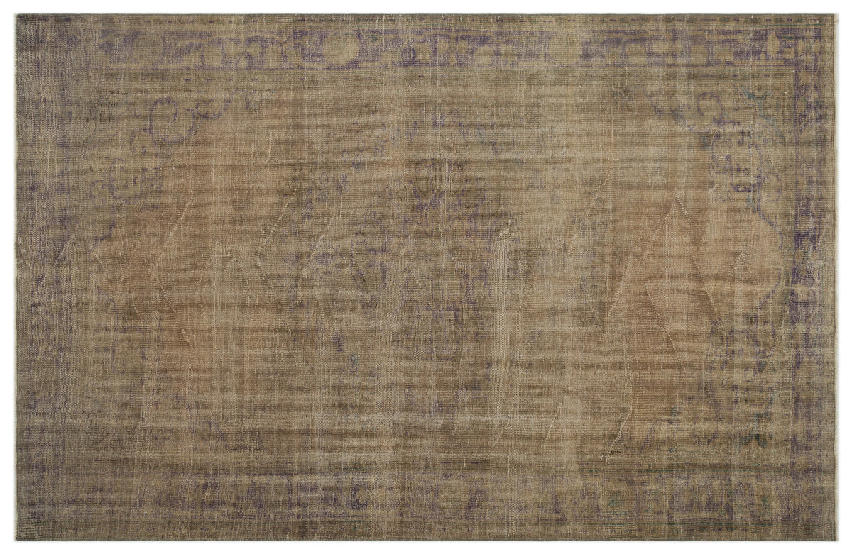 Brown Over Dyed Vintage Rug 6&#39;3&#39;&#39; x 9&#39;10&#39;&#39; ft 190 x 300 cm