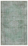 Green Over Dyed Vintage Rug 5'5'' x 8'11'' ft 165 x 272 cm