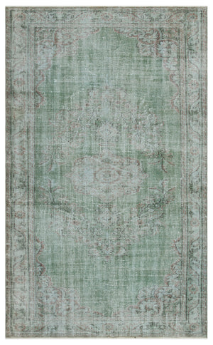 Green Over Dyed Vintage Rug 5'5'' x 8'11'' ft 165 x 272 cm