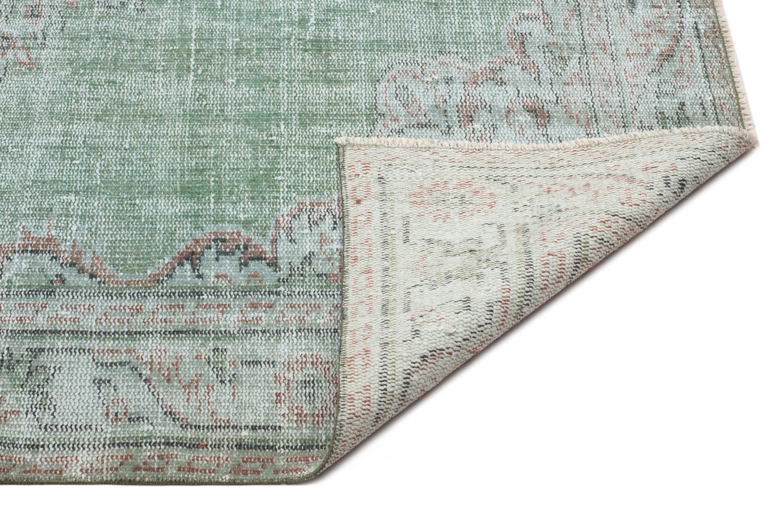 Green Over Dyed Vintage Rug 5'5'' x 8'11'' ft 165 x 272 cm
