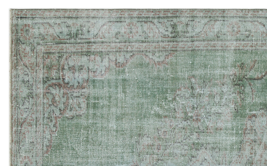 Green Over Dyed Vintage Rug 5'5'' x 8'11'' ft 165 x 272 cm