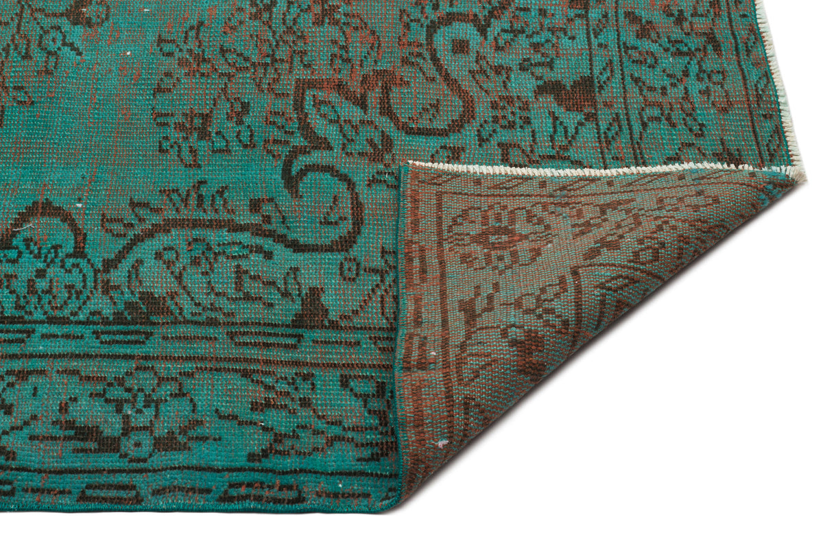 Turquoise  Over Dyed Vintage Rug 5&#39;7&#39;&#39; x 8&#39;10&#39;&#39; ft 171 x 270 cm