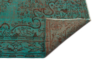 Turquoise  Over Dyed Vintage Rug 5'7'' x 8'10'' ft 171 x 270 cm