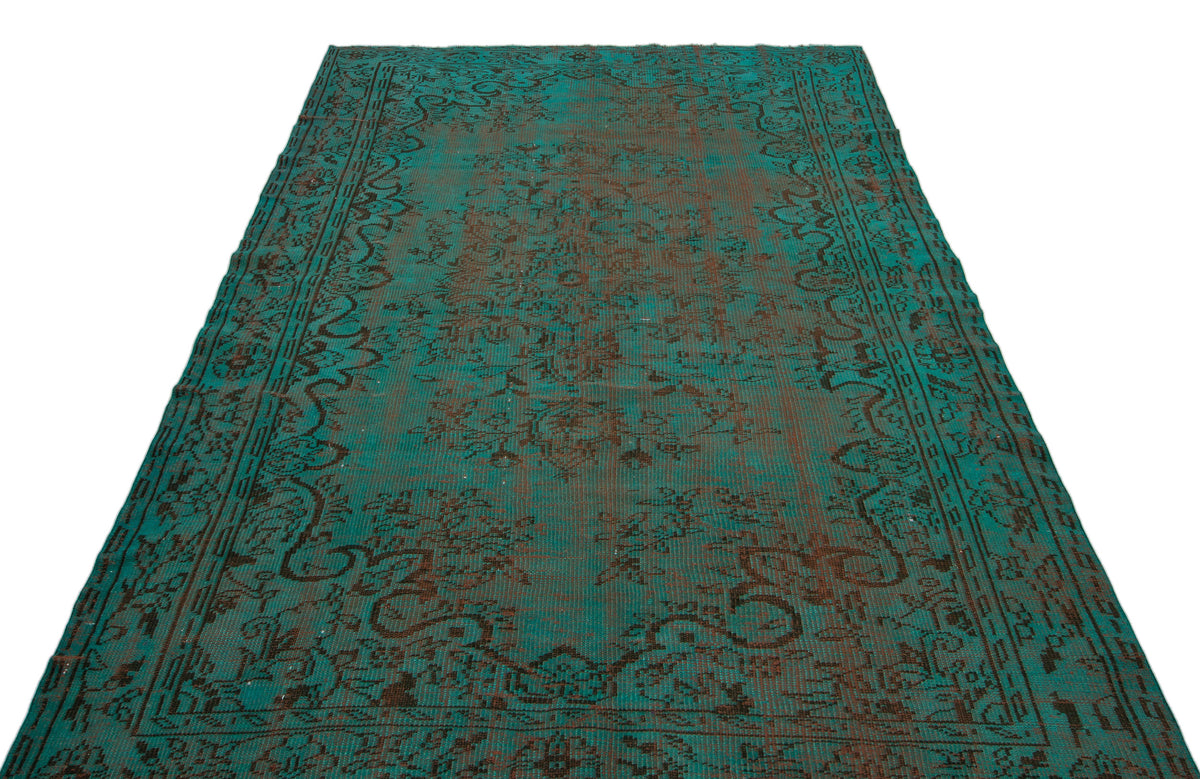Turquoise  Over Dyed Vintage Rug 5&#39;7&#39;&#39; x 8&#39;10&#39;&#39; ft 171 x 270 cm