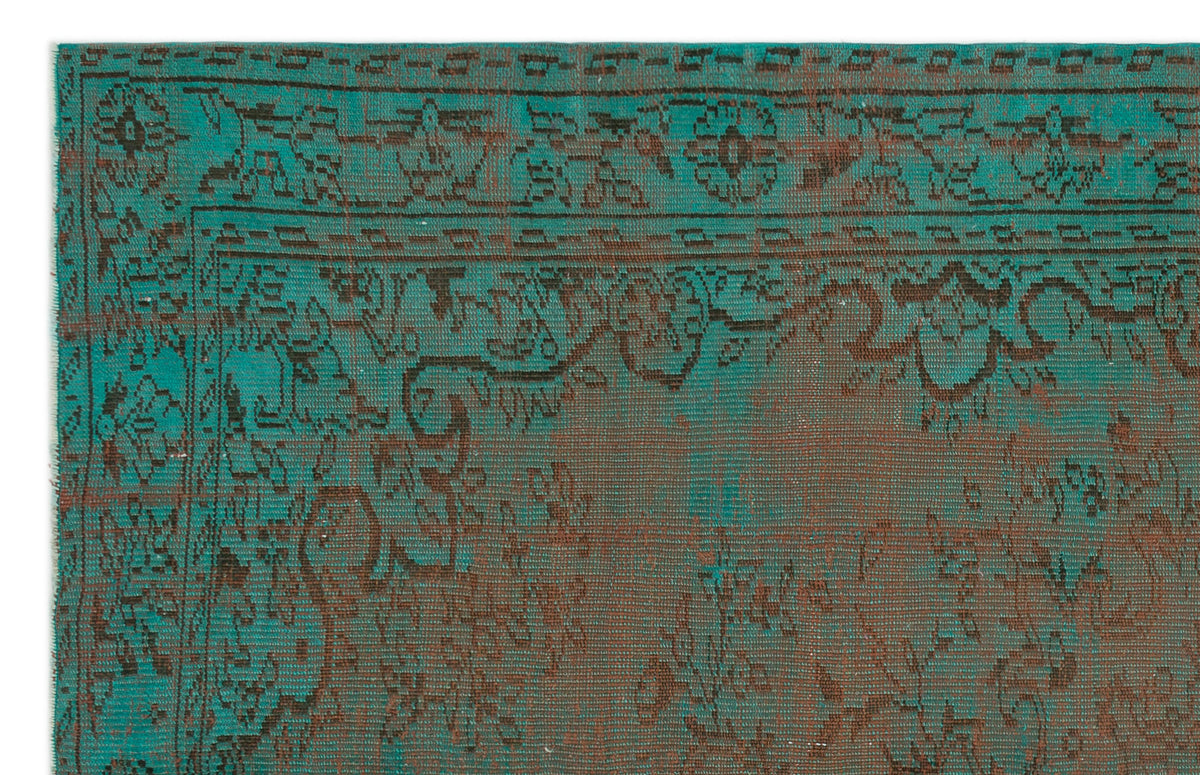 Turquoise  Over Dyed Vintage Rug 5&#39;7&#39;&#39; x 8&#39;10&#39;&#39; ft 171 x 270 cm