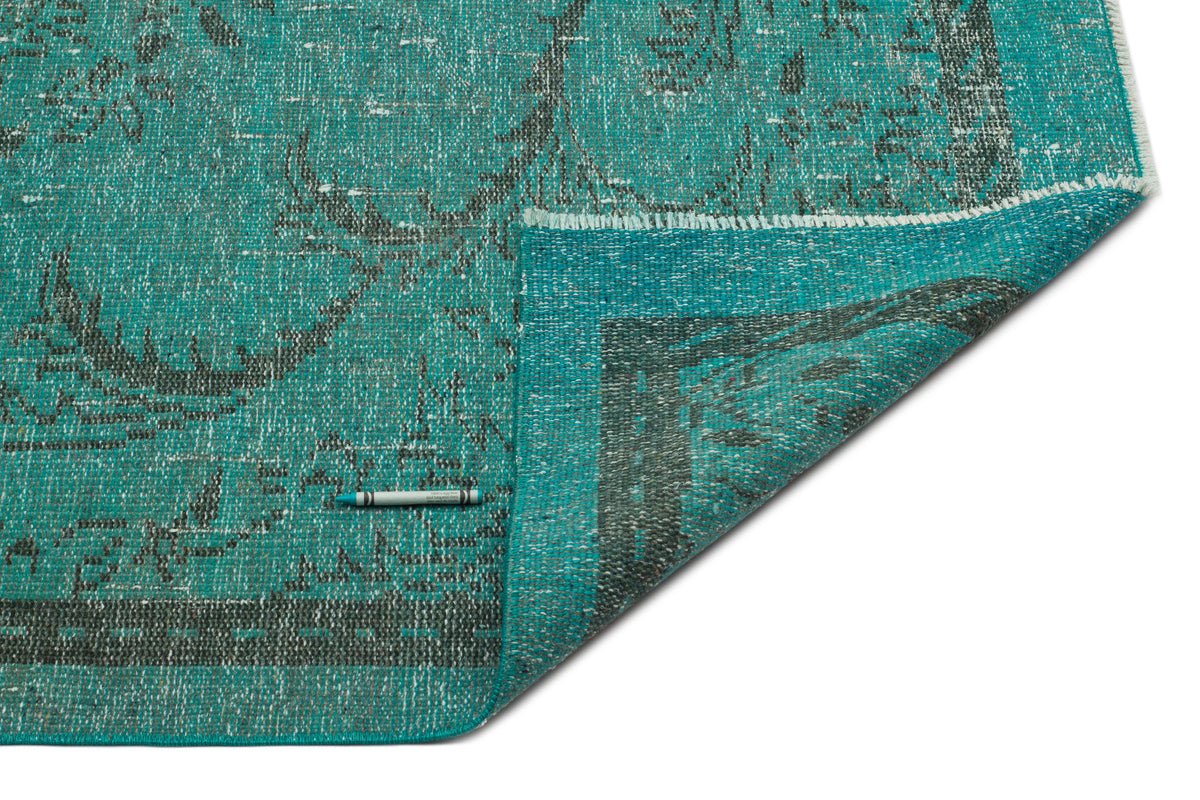 Turquoise  Over Dyed Vintage Rug 5&#39;3&#39;&#39; x 8&#39;7&#39;&#39; ft 160 x 262 cm