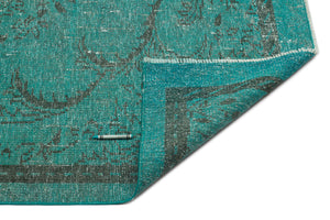 Turquoise  Over Dyed Vintage Rug 5'3'' x 8'7'' ft 160 x 262 cm